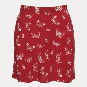 Realisation Par Cookies Silk Mini Skirt in Red Butterfly